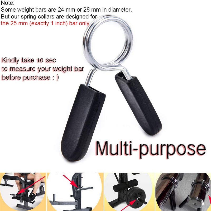 Lestino Spring Clip Collars  1 inch (25 mm) for Smooth Dumbbell Handle or Standard Weightlifting Barbell (Pack of 4) - Image 4